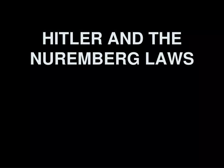 hitler and the nuremberg laws