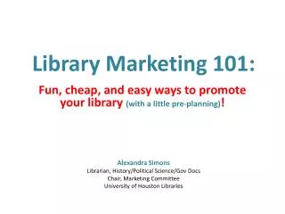 Library Marketing 101: