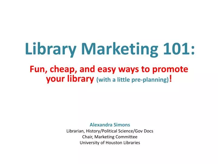 library marketing 101