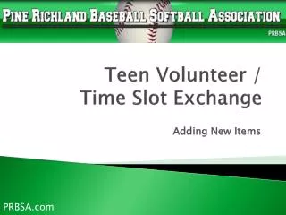 Teen Volunteer / Time Slot Exchange