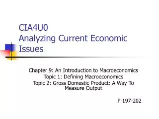 CIA4U0 Analyzing Current Economic Issues