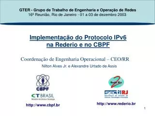Implementação do Protocolo IPv6 na Rederio e no CBPF