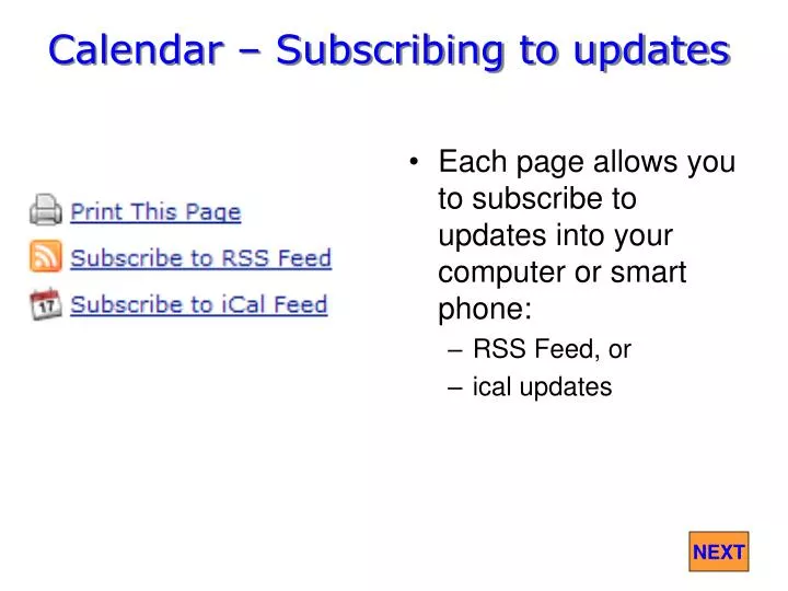 calendar subscribing to updates