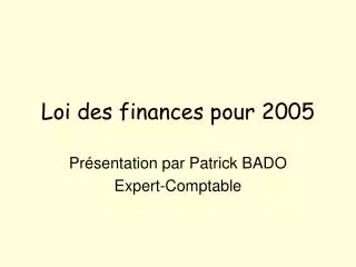 loi des finances pour 2005