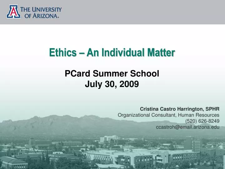 ethics an individual matter