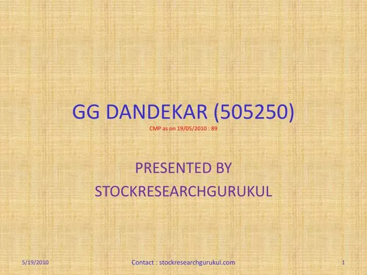 gg dandekar 505250 cmp as on 19 05 2010 89