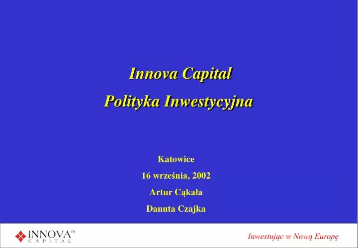 innova capital polityka inwestycyjna