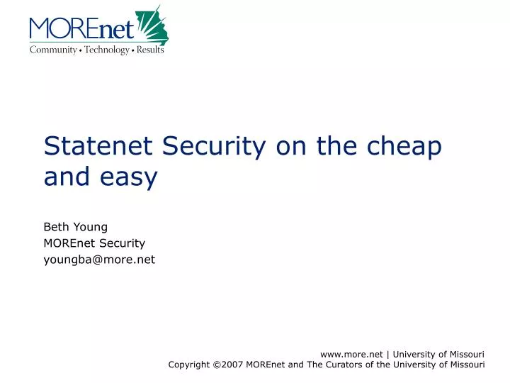 statenet security on the cheap and easy