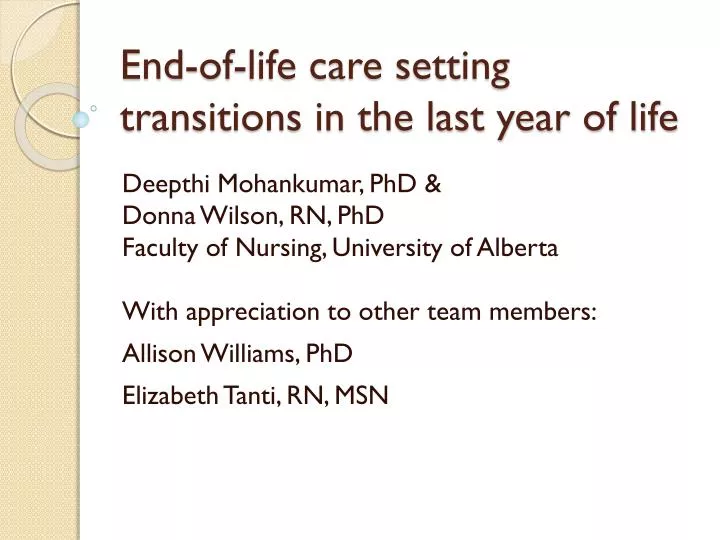end of life care setting transitions in the last year of life