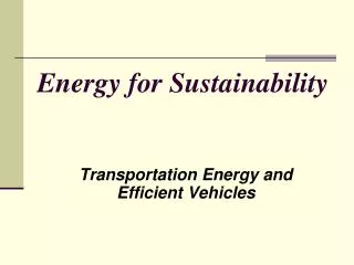 Energy for Sustainability