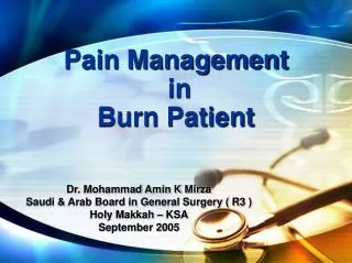 Pain Management in Burn Patient
