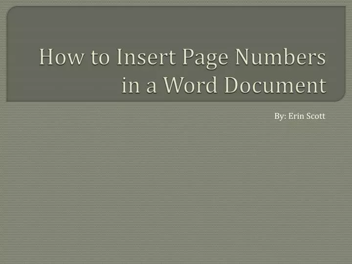 how to insert page numbers in a word document