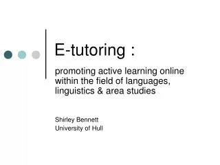 E-tutoring :