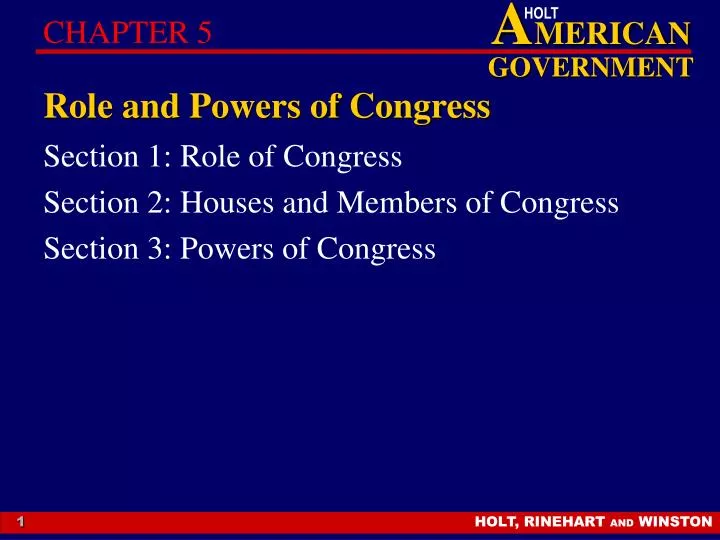 section 1 role of congress section 2 houses and members of congress section 3 powers of congress