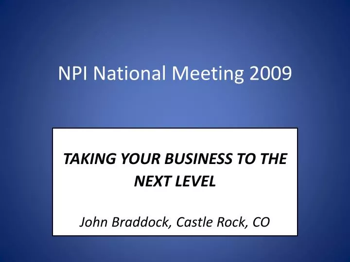npi national meeting 2009