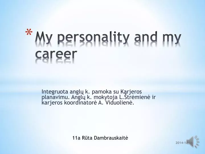 my personality and my career
