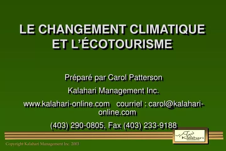 le changement climatique et l cotourisme