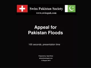 Appeal for Pakistan Floods