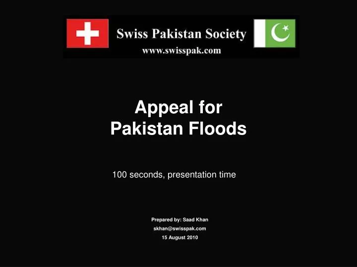 appeal for pakistan floods