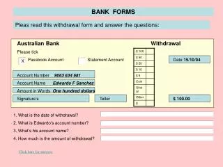 BANK FORMS