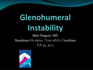 Glenohumeral Instability