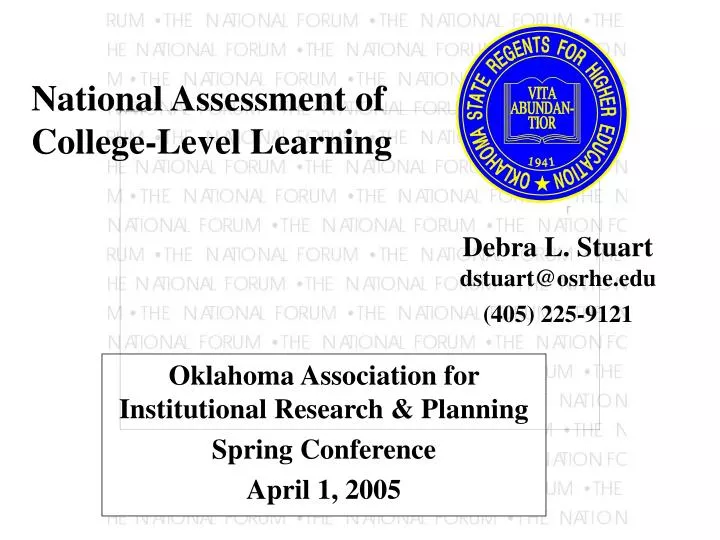 oklahoma association for institutional research planning spring conference april 1 2005