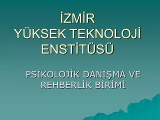 zm r y ksek teknoloj enst t s