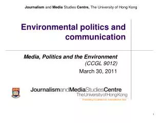 Environmental politics and communication