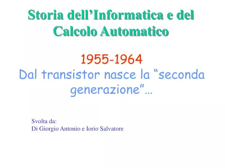 storia dell informatica e del calcolo automatico