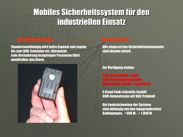 mobiles sicherheitssystem f r den industriellen einsatz