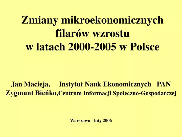 zmiany mikroekonomicznych filar w wzrostu w latach 2000 2005 w polsce