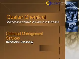 Chemical Management Services World Class Technology
