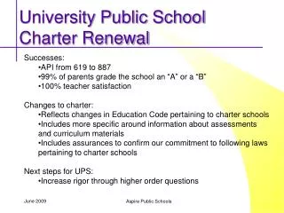 University Public School Charter Renewal