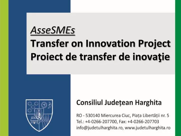 assesmes transfer on innovation project proiect de transfer de inova ie