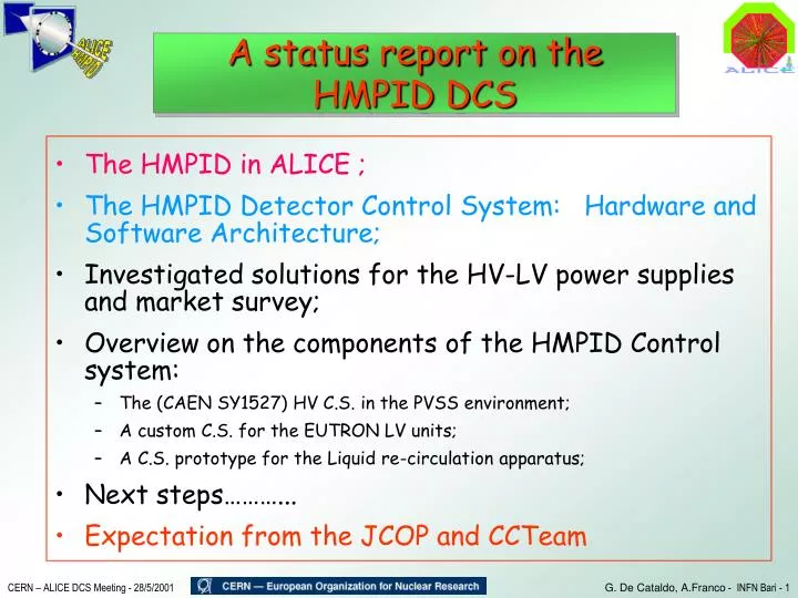 a status report on the hmpid dcs
