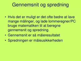 gennemsnit og spredning