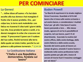 per cominciare