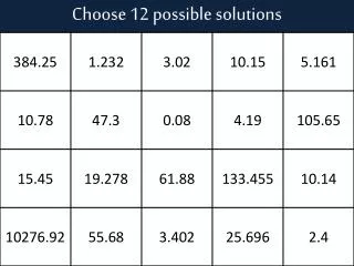 Choose 12 possible solutions