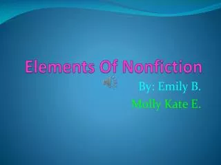 Elements Of Nonfiction