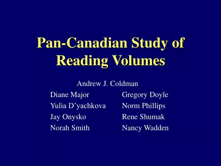 pan canadian study of reading volumes