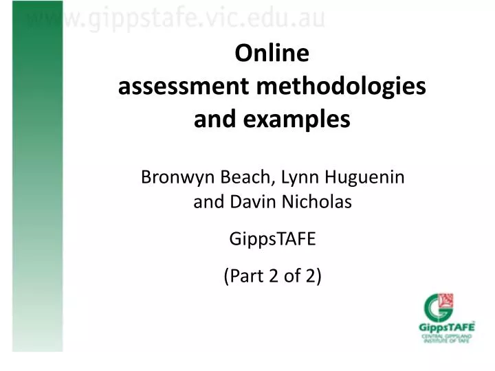 online assessment methodologies and examples