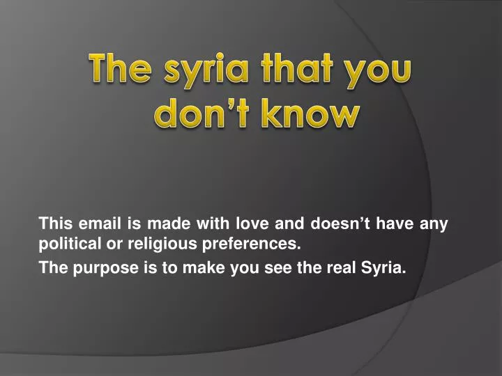 the syria that you don t know