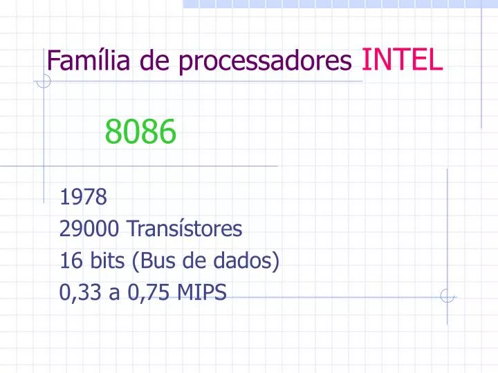 fam lia de processadores intel