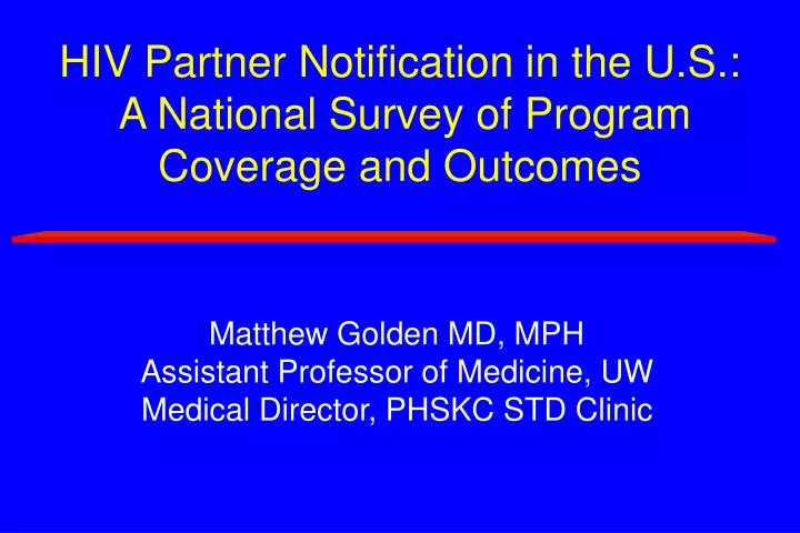 hiv partner notification in the u s a national survey of program coverage and outcomes