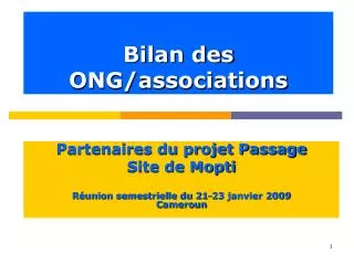 bilan des ong associations