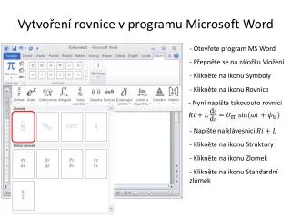 vytvo en rovnice v programu microsoft word