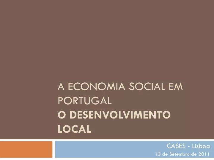 a economia social em portugal o desenvolvimento local