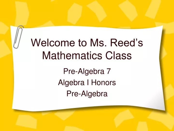 welcome to ms reed s mathematics class