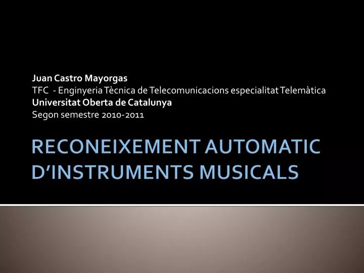 reconeixement automatic d instruments musicals