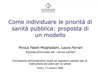come individuare le priorit di sanit pubblica proposta di un modello